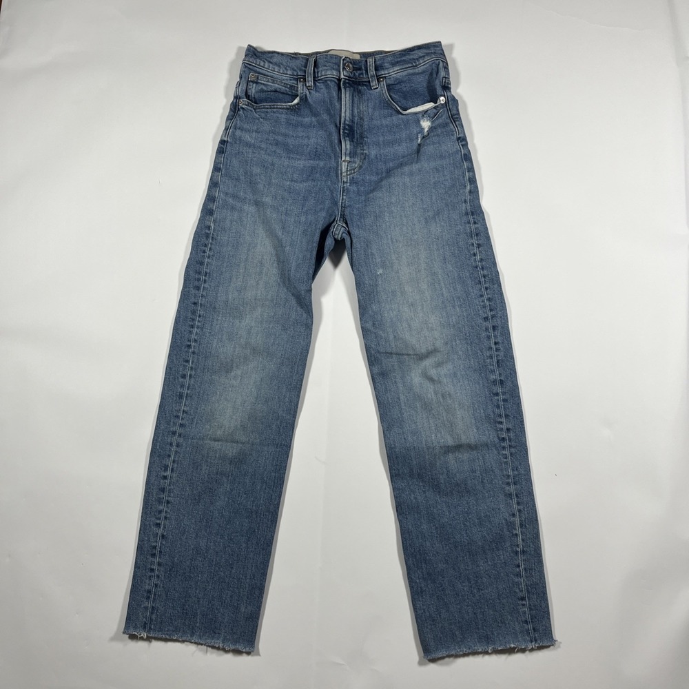 Everlane The Way High Rise Straight Jeans Womens 27 Blue Denim Cotton Stretch